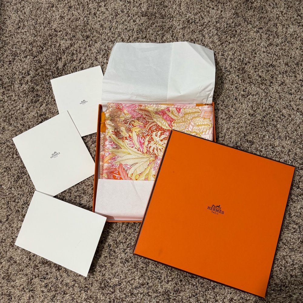 Hermes Pink and Gold Scarf